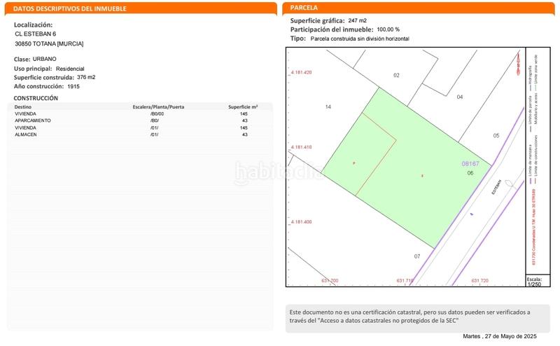Foto b1c2e83e-90b8-4fe8-b46c-06d06e45a23f. Wohngrundstück in calle de esteban 7 in Totana
