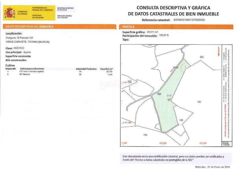 Foto 54748b21-99de-425d-80ab-8b8dd261459b. Finca rústica venta finca rústica edificable en Totana