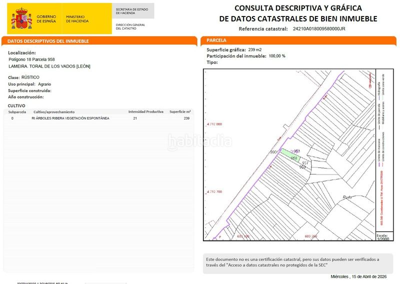 Foto 366941e6-4ea7-4d07-85a9-9f3d58fdd7b3. Finca rústica a calle pico del lugar 66 a Villadecanes