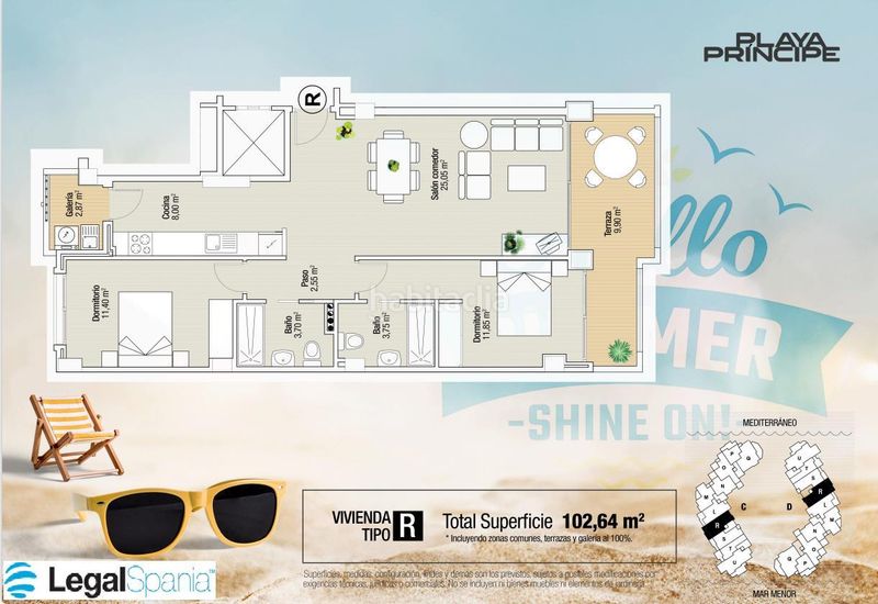 Foto 7af3136e-38b9-4bb1-9d19-ccfdf3ed3b23. Apartamento en l 1410 playa príncipe, fase d, modelo l ref 1410 www.legalspania.com postlegalspania.com 34 968142498 34608572837 en Manga del Mar Menor (La)
