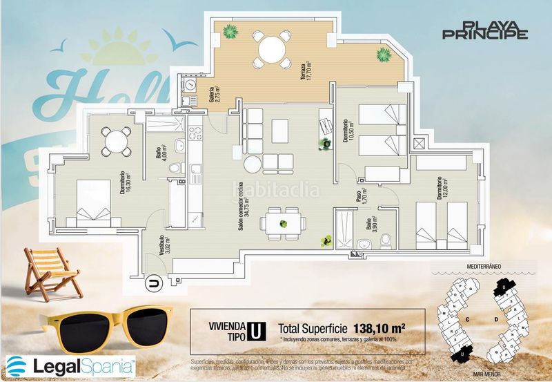 Foto b6b6f328-270d-45dd-bff3-90b3da738511. Apartamento en l 1410 playa príncipe, fase d, modelo l ref 1410 www.legalspania.com postlegalspania.com 34 968142498 34608572837 en Manga del Mar Menor (La)