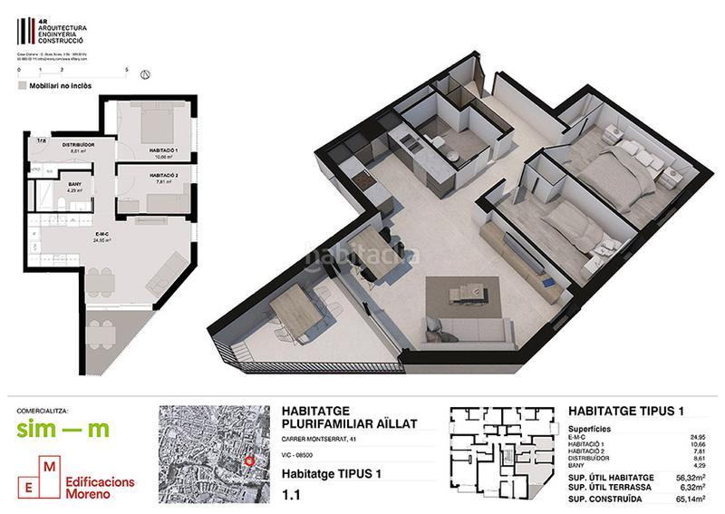 Foto 86bde439-3094-42f4-ae15-a04cea55f2cd. Appartement 65m<sup>2</sup> dans carrer de montserrat 41 dans Caputxins-Ambulatori Vic