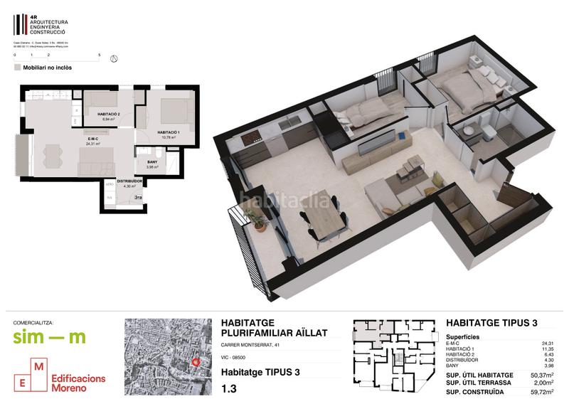 Foto 5da06f6d-42da-46f2-bf64-b4aa76acae68. Flat 59m<sup>2</sup> in carrer de montserrat 41 in Caputxins-Ambulatori Vic