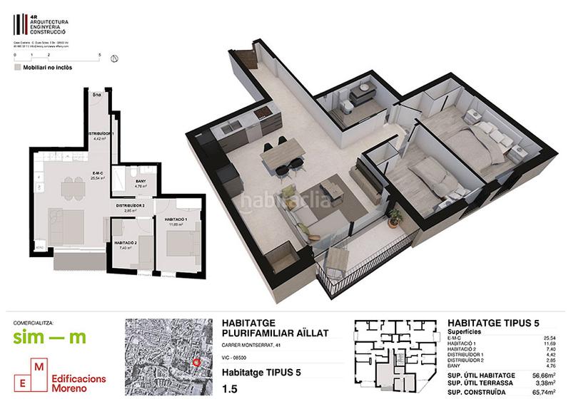 Foto 21fca048-cb8b-44b7-9649-ab9db298df7e. Appartement 68m<sup>2</sup> dans carrer de montserrat 41 dans Caputxins-Ambulatori Vic