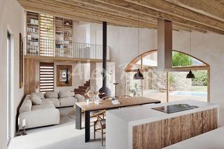 Maison  De baix. Masos de pals  jardín, piscina y vistas