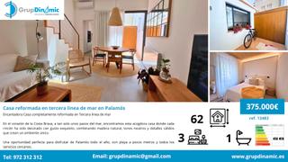 Casa adossada a Platja Gran. Casa reformada en tercera linea de mar en palamós