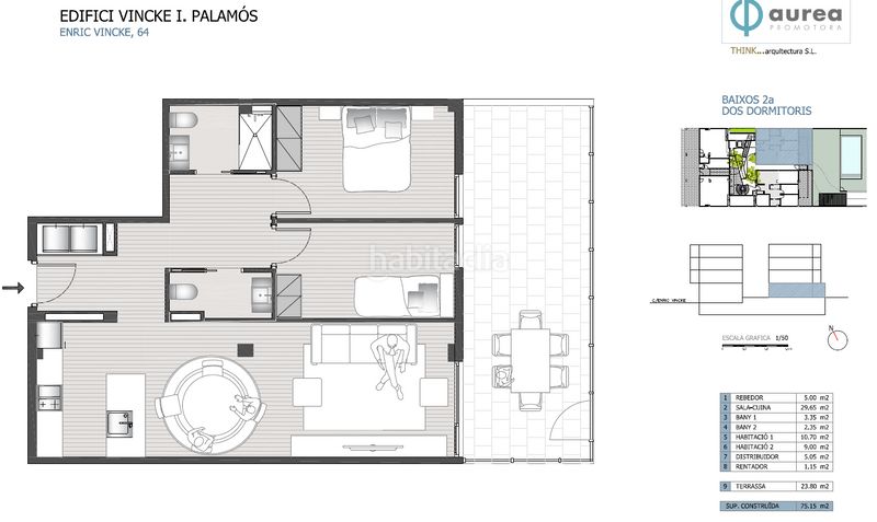 Foto e27dc079-e6e2-4f8b-8c78-0940487c3253. Planta baja 75m<sup>2</sup> en carrer de la font 42i patio privado y piscina comunitaria en Palamós