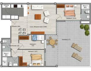 Planta baixa  Passeig de ronda. Planta baja + parking +terraza semi nuevo 3 dormitorios dobles,