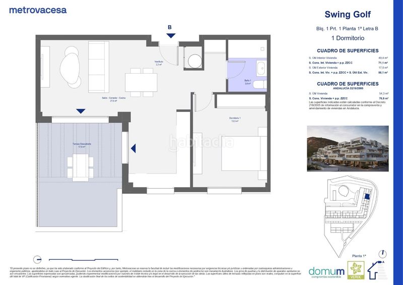 Foto 33af6d76-fa22-4c69-8c93-576e8fde5aed. Apartamento  de 1 dormitorio con terraza en urbanización swing golf en San Juan de los Terreros