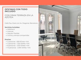 Lloguer Oficina a Carrer de pau claris 190. Espacios de trabajo con todo incluido y gran terraza en la azote