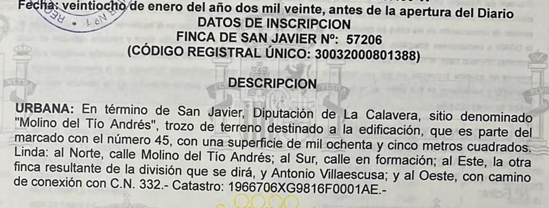 Foto 970a4a01-d4a1-41fd-be1b-18875c7971a5. Fondo rustico in San Javier San Javier