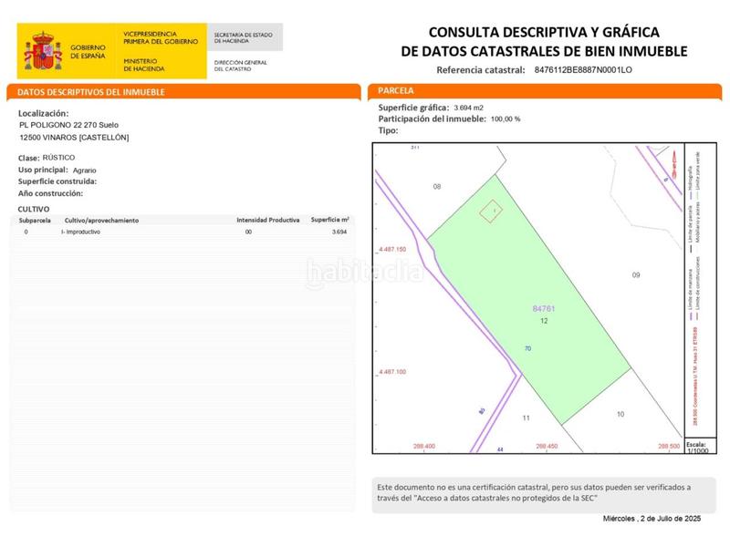 Foto 99d1825d-99e5-481f-8a69-ab07fcf995a6. Finca rústica a pl poligono 22 43 suelo 22 a Casco Urbano Vinaròs