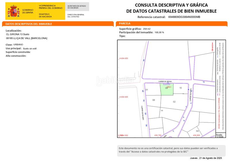 Foto b0a60ece-8948-4ad3-8d83-29cd4f28b0d1. Terreny residencial a carrer de girona 13 a Lliçà de Vall