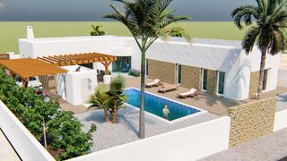 Xalet a Casco urbano. Villa de estilo ibicenco con piscina privada en polop