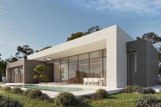 Chalet en Pueblo. Villa moderna de obra nueva por pepe giner en calpe con piscina