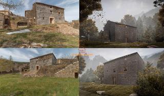 Casa a Osseja. Dos casas de piedra con jardín