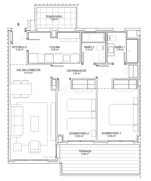 Foto b6b121b8-4161-4364-b2bd-6feea643df54. Appartement 76m<sup>2</sup> dans de aguas vivas 37 dans Las Cañas Guadalajara