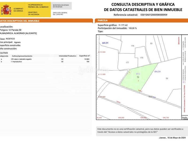 Foto 14cfd283-4135-476e-931f-92d7c4a2a0c8. Fondo rustico in Montesinos (Los)