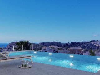 Casa a Cumbre del Sol. Villa de lujo con piscina desbordante y vistas al mar cerca de m