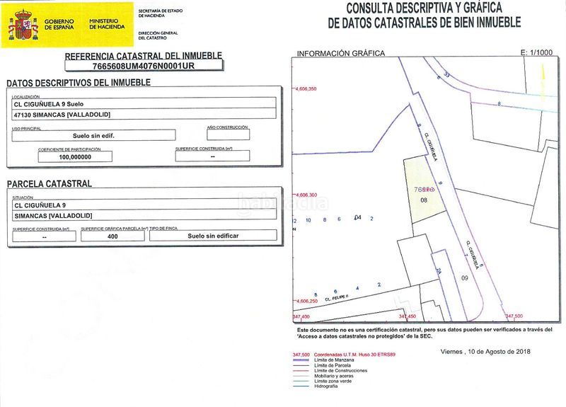 Foto 81c7d00d-68e6-43c1-a0b9-0f66861f48f4. Terreny residencial a calle ciguñuela 9 a Simancas