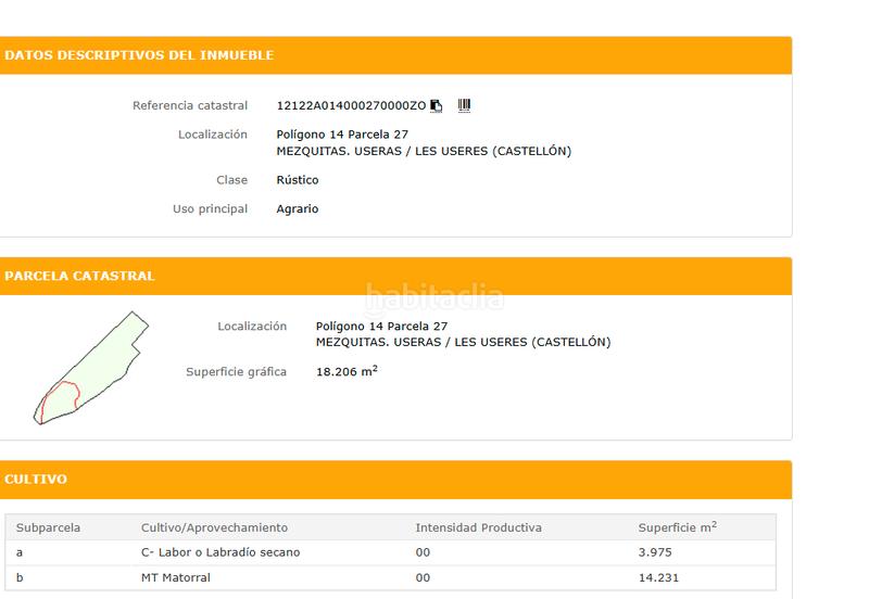 Foto 1ab1fb5d-7834-4ded-a688-37bb0c29ab15. Finca rústica tereeno en zona useres en Useres (les)