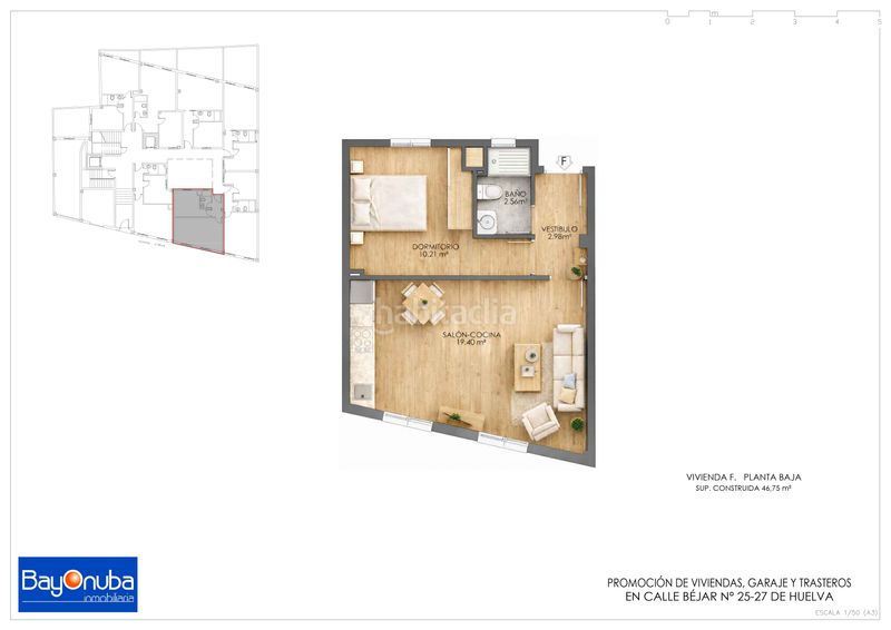 Foto 08f36107-02fe-49c0-a45a-f1b34a50770b. Apartamento 44m<sup>2</sup> en calle béjar 25 edificio bejar 25-27 tipo c en Huelva