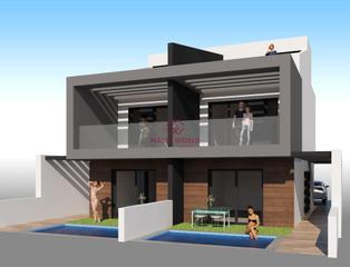 Casa aparellada a Santiago de La Ribera. Modernas villas adosadas con piscina privada cerca del mar en sa