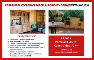 Masia en Talayuela. Casa rural con gran parcela, porche, nave y garaje en talayuela