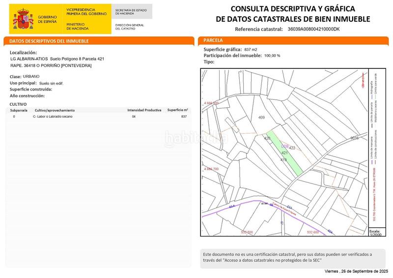 Foto 5b3eb3ce-ba85-44b4-9cd2-d67cfad59391. Terreno residenziale in lugar albarin-atios in Porriño (O)