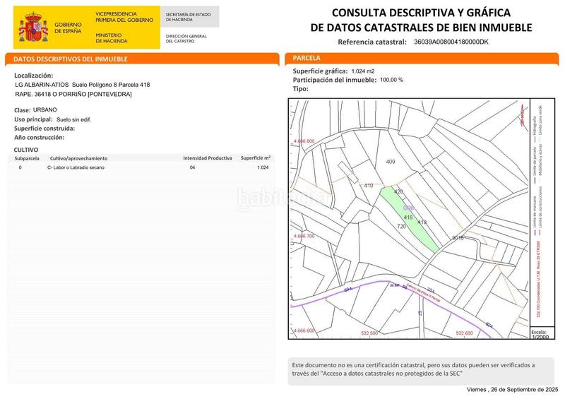 Foto b6deedd1-5003-4011-8fe9-47ea1dc91b34. Terreno residenziale in lugar albarin-atios in Porriño (O)