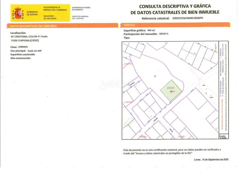Foto 9930cb2f-19e7-41e7-a76d-e806fb5ffed5. Wohngrundstück in cristobal colon 41 in Avenida de Rota Chipiona