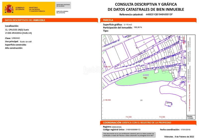 Foto 9d76486c-0d2c-4db2-8ecf-341582b792ab. Terreno residencial en calle cruces 29 exclusivo solar urbano con parcela de 5.000 m2 en Aracena