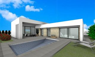 Chalet à Pinoso. Villa de obra nueva de 3 dormitorios en una planta con piscina p