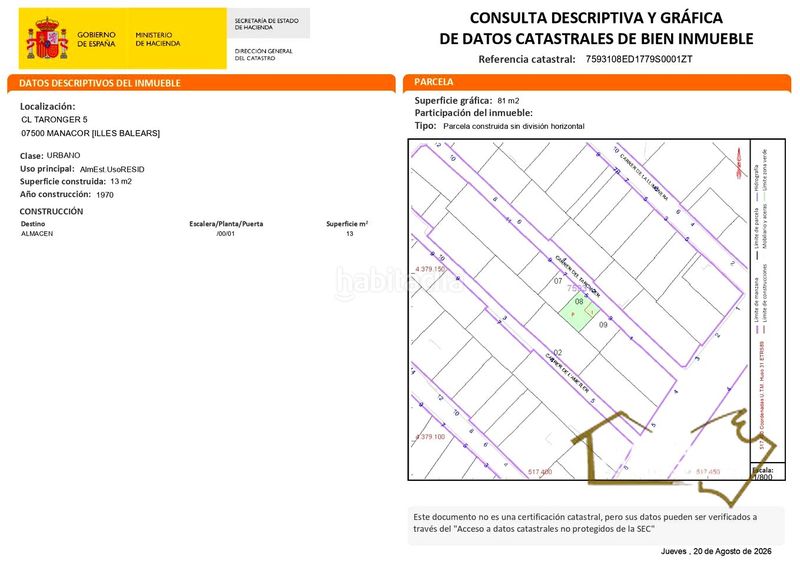 Foto c8fa4e4f-ac80-4984-bb88-530cae7907f2. Terreno residencial venta de solar en Manacor centre Manacor