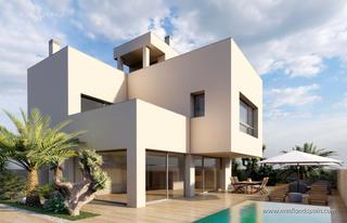 Chalet à El Mojón. Villa de lujo con solárium y piscina privada a 100 metros de la