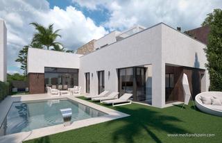 Chalet en Mar Menor golf. Villas de diseño de una sola planta con sótano, solárium y pisci