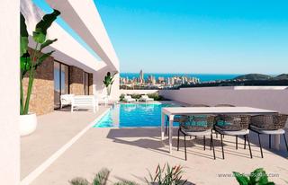 Chalet à Balcón de Finestrat-Terra Marina. Villas en balcón de finestrat con sótano, vistas al mar, piscina