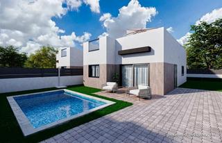 Chalet in Mazarrón Casco Urbano. Villas de 3 dormitorios en mazarrón con piscina y solárium