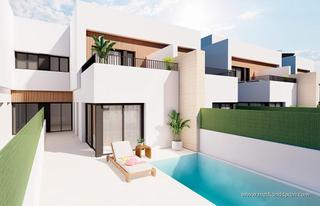 Casa adossada a Santiago de La Ribera. Chalet pareada en san javier con solárium y piscina privada