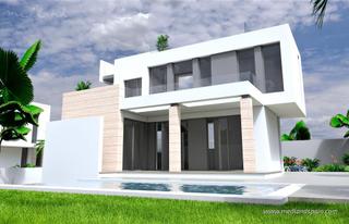 Chalet à Miramar - Torre del Moro. Villas en torrevieja con solárium y sótano, a solo 200 metros de
