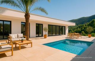 Chalet en Pedreguer. Villa en una planta con 3 dormitorios y piscina con vistas al ma