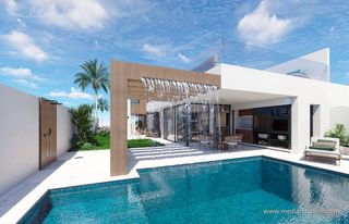Xalet a Mar Menor golf. Villas pareadas con 3 dormitorios, sótano y piscina en santa ros