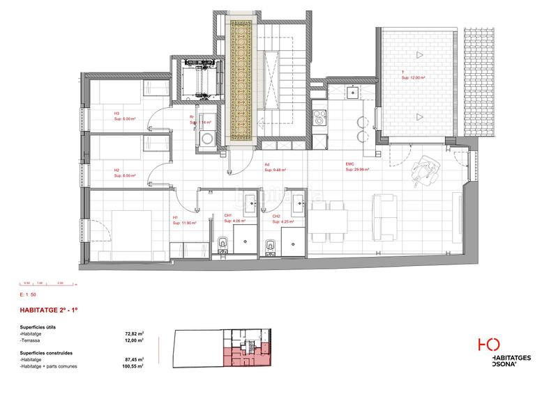 Foto 00a37358-e697-404f-b845-6d9b1e2bba85. Etagenwohnung 88m<sup>2</sup> in carrer nou 37 in Nord Vic