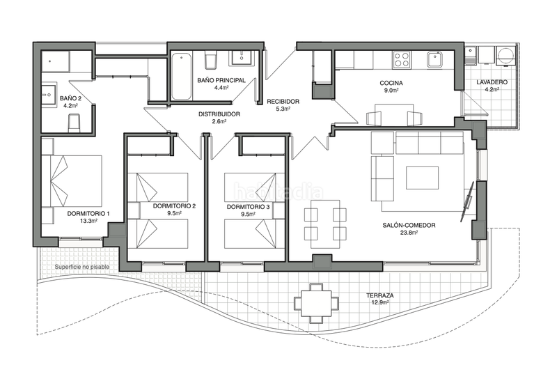 Foto ac098ed9-70ab-4c84-8413-7c9afe13043f. Miete etagenwohnung mit heizung pool in Malilla Valencia
