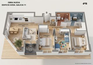 Flat  Gijón - avenida de galicia. Piso en venta de 3 habitaciones de obra nueva en construcción