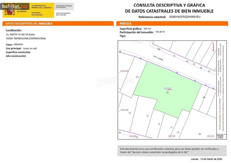 Foto 9ef59e30-670d-4d22-b419-04148b10a505. Terreno residencial parcela zona centro !! en Barris Marítims Tarragona
