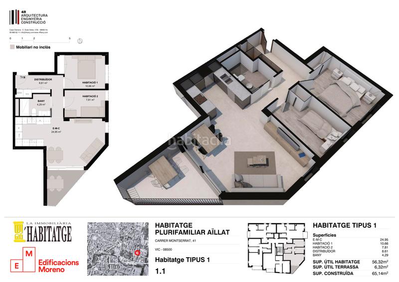 Foto 8bc17acd-cead-4533-9800-1335c7687833. Appartement 65m<sup>2</sup> dans carrer de montserrat 41 dans Caputxins-Ambulatori Vic