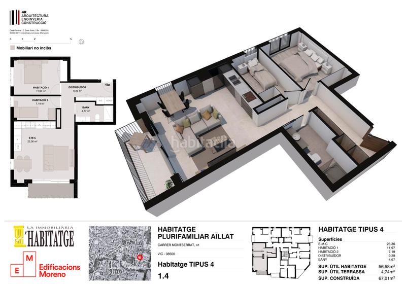 Foto 45388deb-b3cf-488c-80e1-e35405b4e2eb. Etagenwohnung 67m<sup>2</sup> in carrer de montserrat 41 in Caputxins-Ambulatori Vic