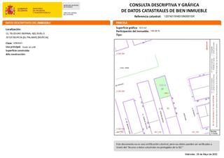 Terreno residenziale in El Palmar. Solar de 423 m2 en el palmar