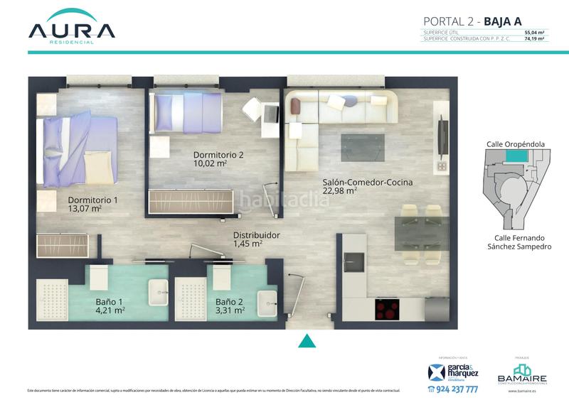 Foto 5b9ff2f9-bad2-49bc-9269-dab95a143831. Planta baixa 74m<sup>2</sup> a calle fernando sánchez sampedro 41 a Badajoz